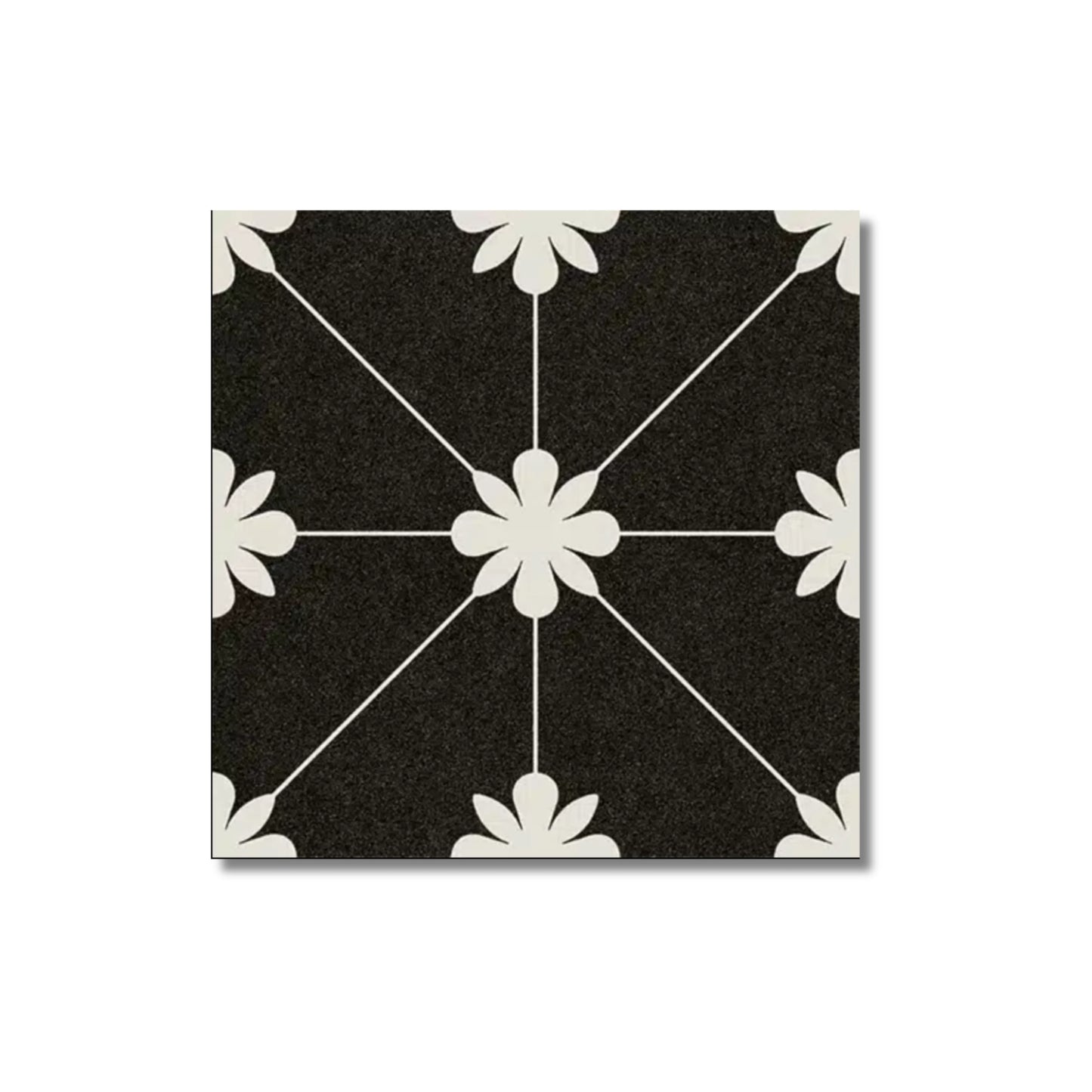 Lotus Black Wall and Floor Tiles 20x20cm - Metro Tiles