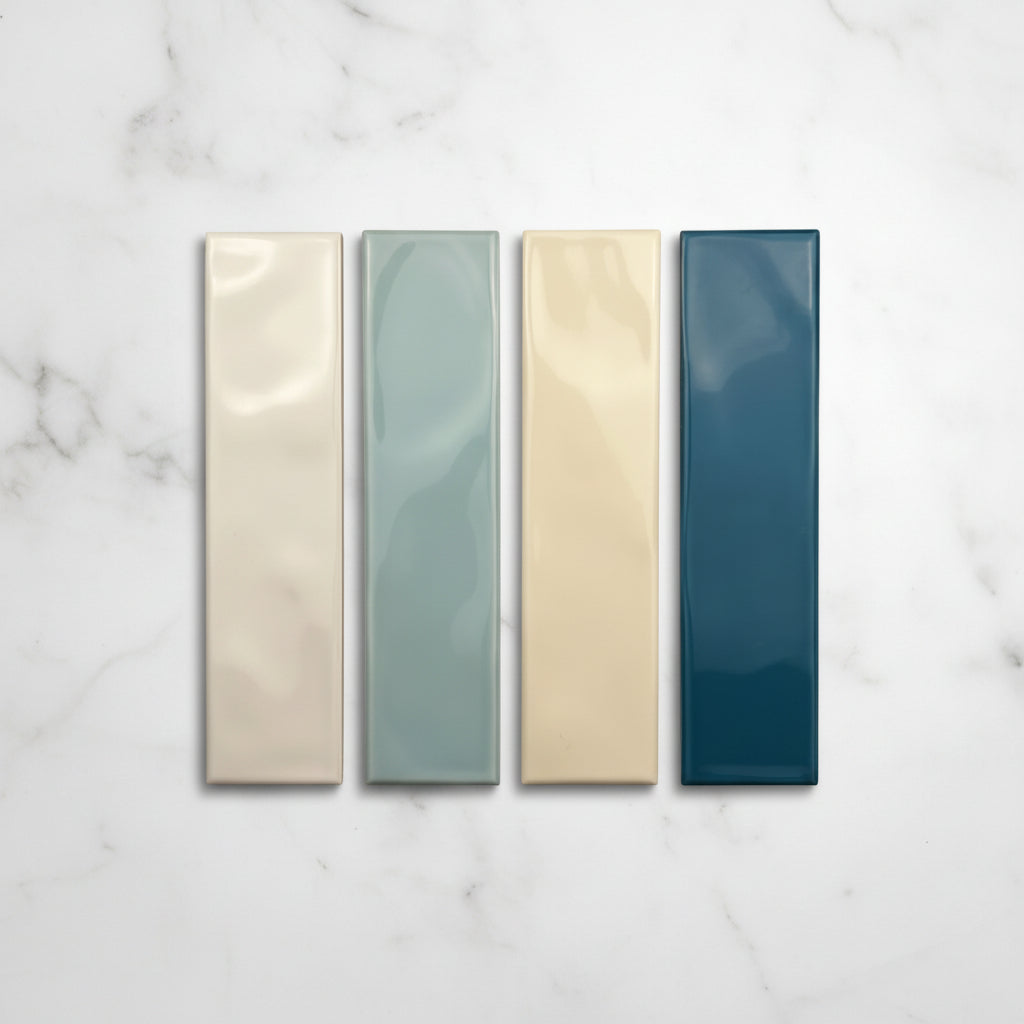 Lucia Aqua Blue Gloss Wall Tiles 7.5x30cm