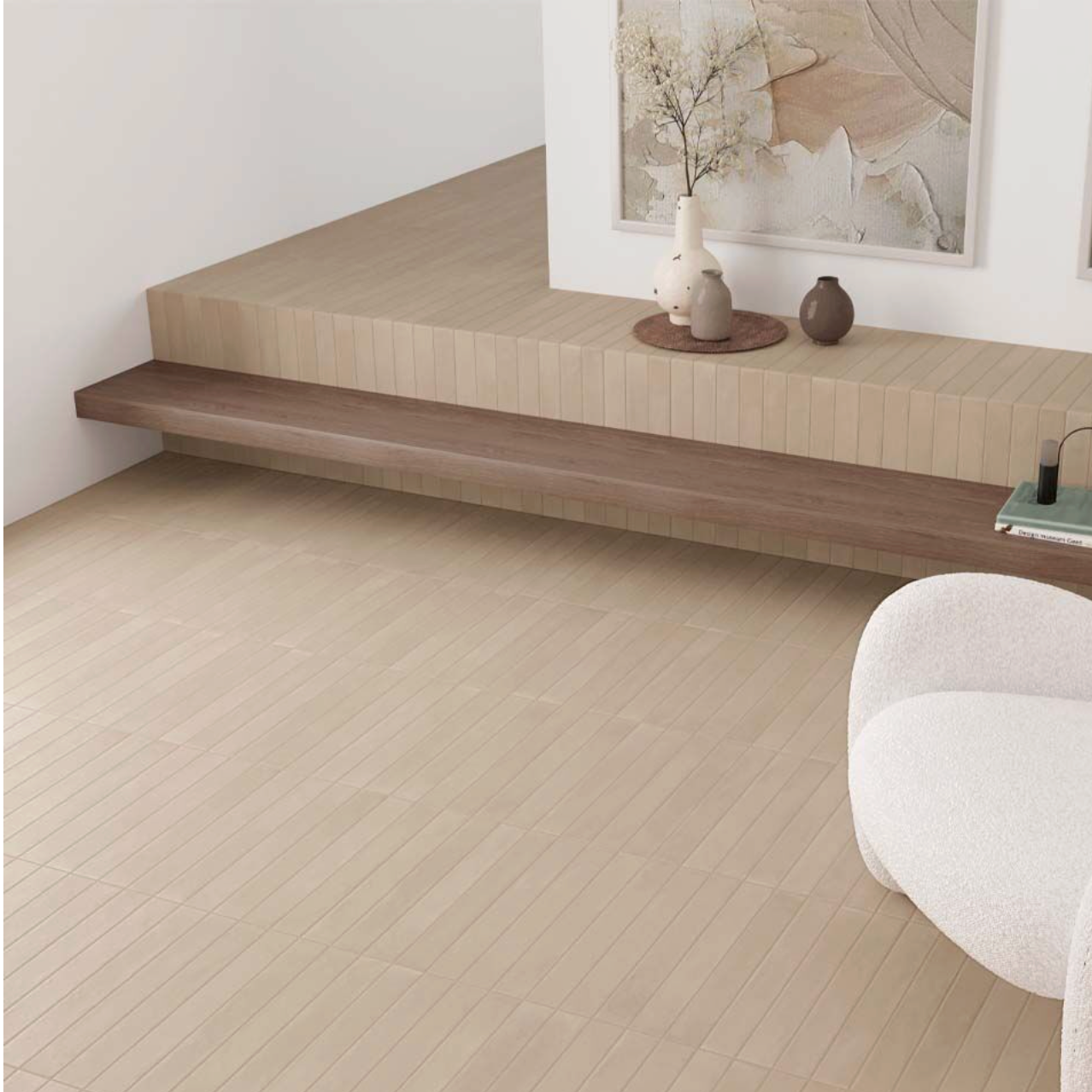 Dwell Mediterranean Cream Matt Wall Tile 5x40cm