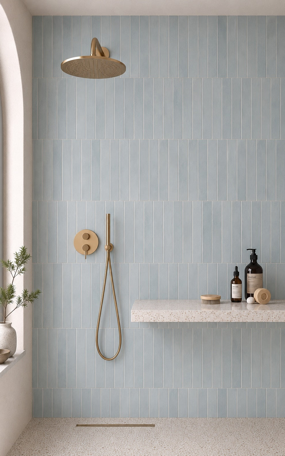 Dwell Mediterranean Blue Matt Wall Tile 5x40cm