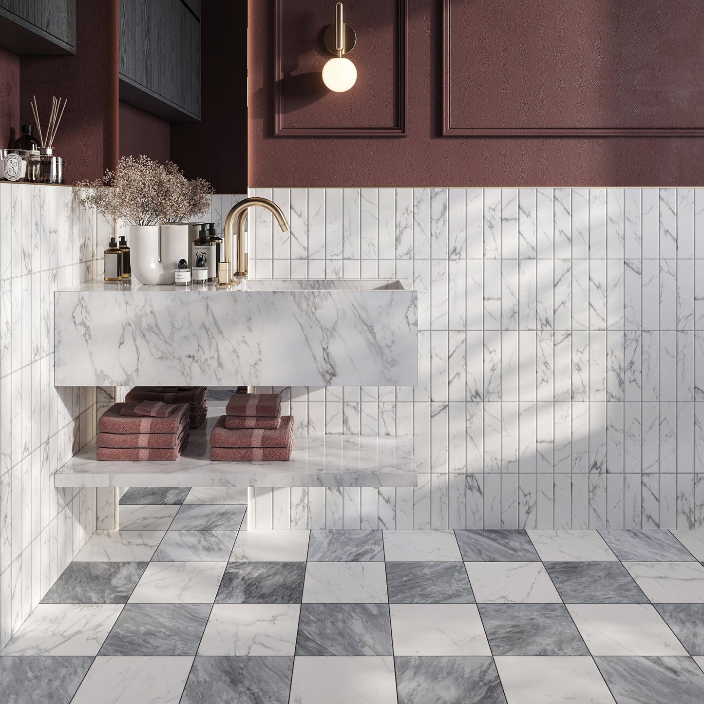 Chelsea White Marble Porcelain Floor Tile 25x25cm