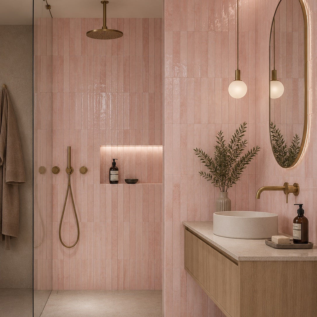 Subway Pink Wall Tile 5x40cm
