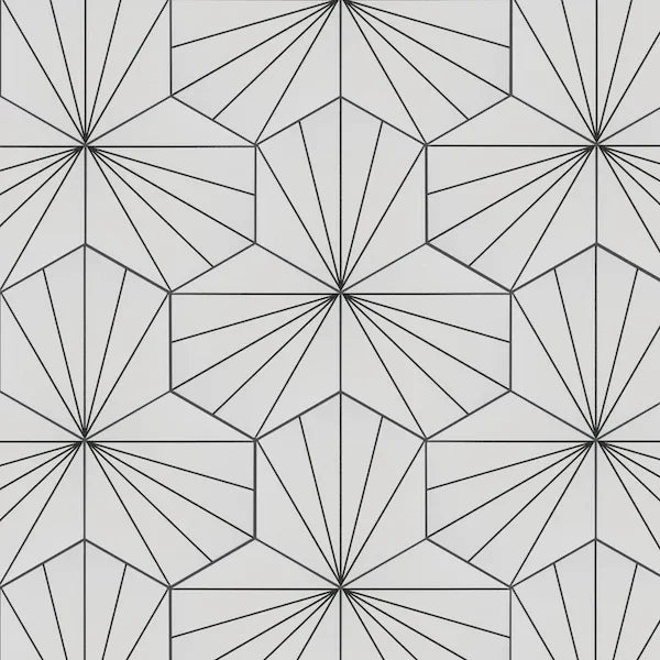 Palm Springs White Hex Tiles 21.5x25cm - Metro Tiles