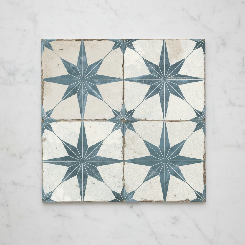 Sapphire Blue Star Patterned Tiles - Metro Tiles