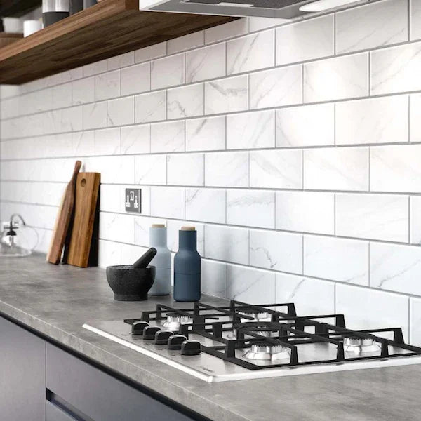 Carrara Marble Metro XL Flat Matt Wall Tiles 10x30cm - Metro Tiles