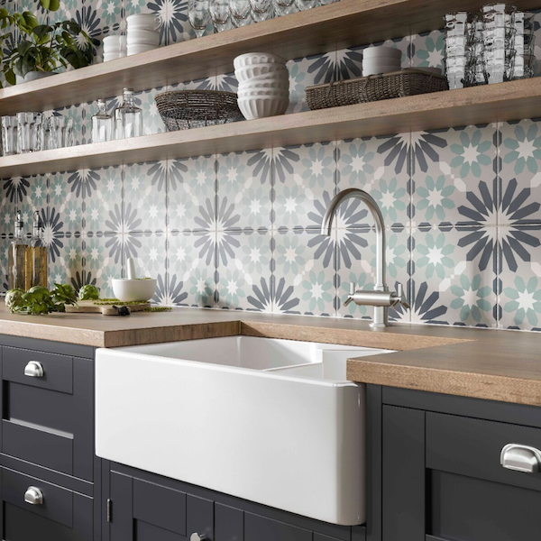 Vintage Daisy Patterned Wall And Floor Tiles 25x25cm