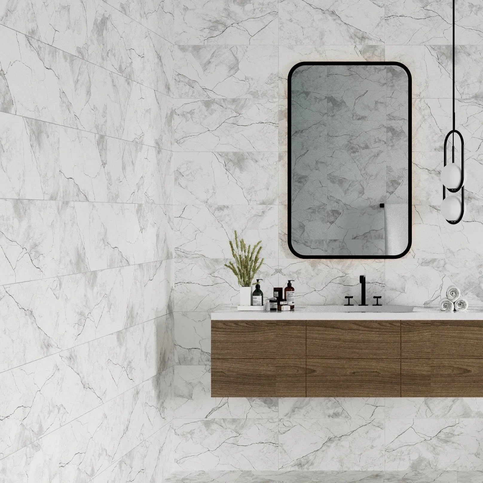 Palermo White Marble Matt 60x30cm - Metro Tiles