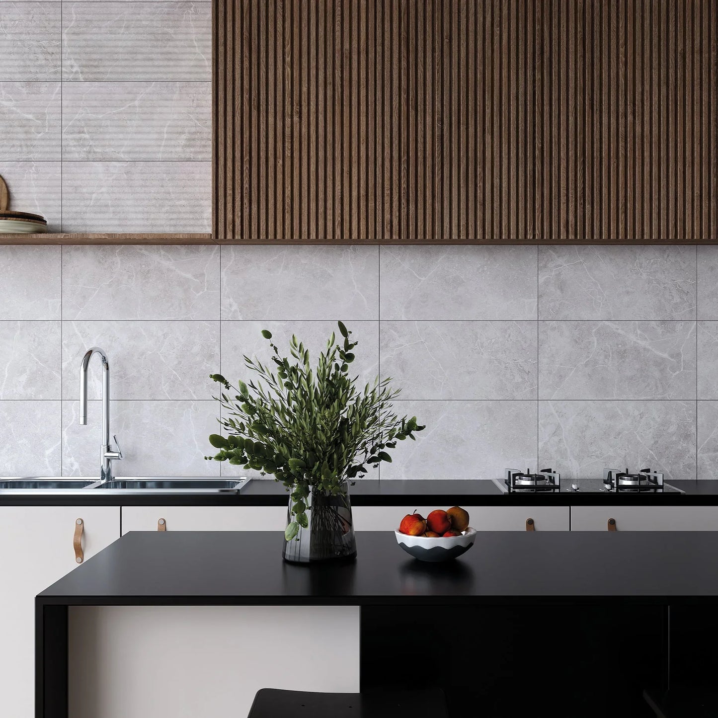 Palermo Light Grey Marble Gloss 60x30cm - Metro Tiles