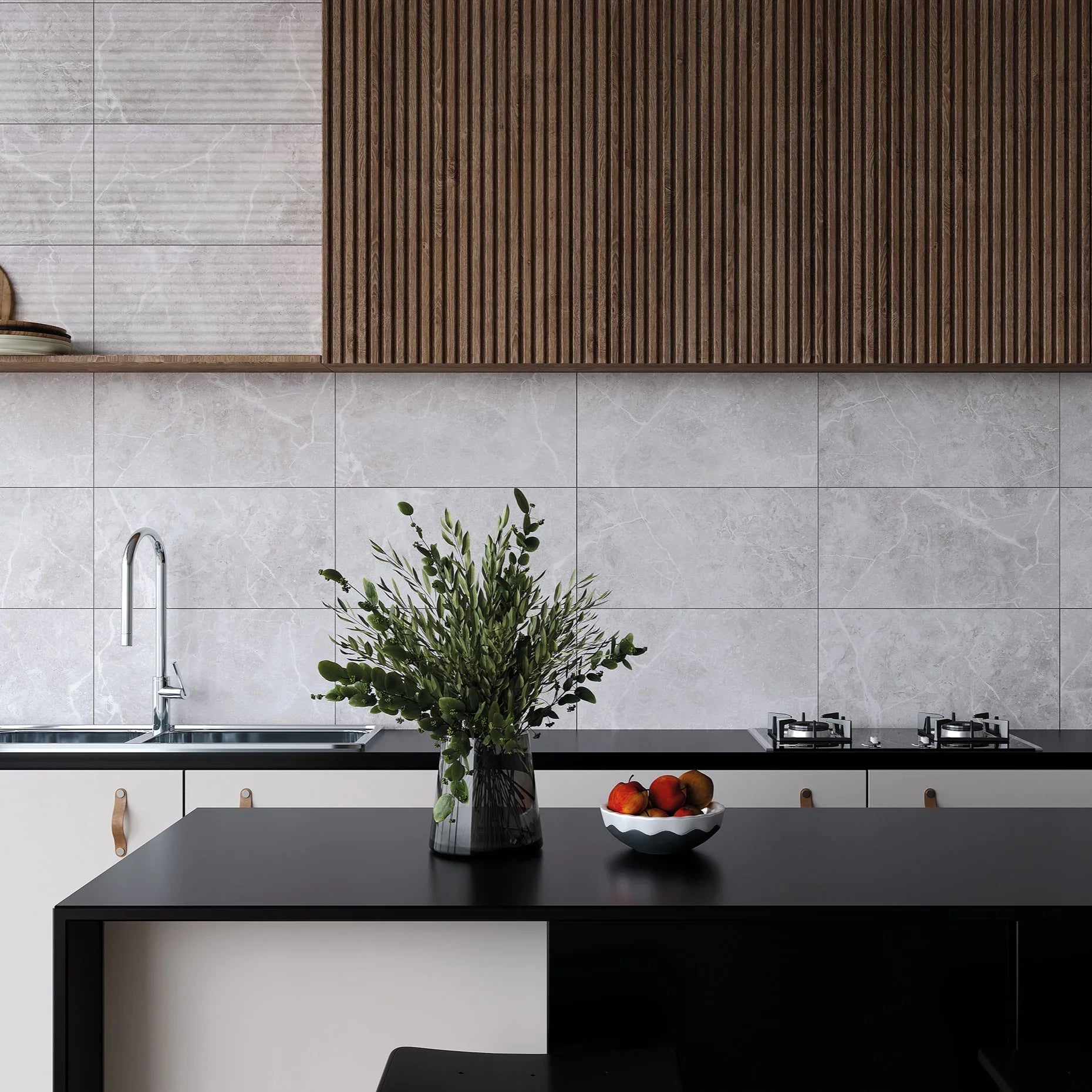 Palermo Light Grey Marble Gloss 60x30cm - Metro Tiles