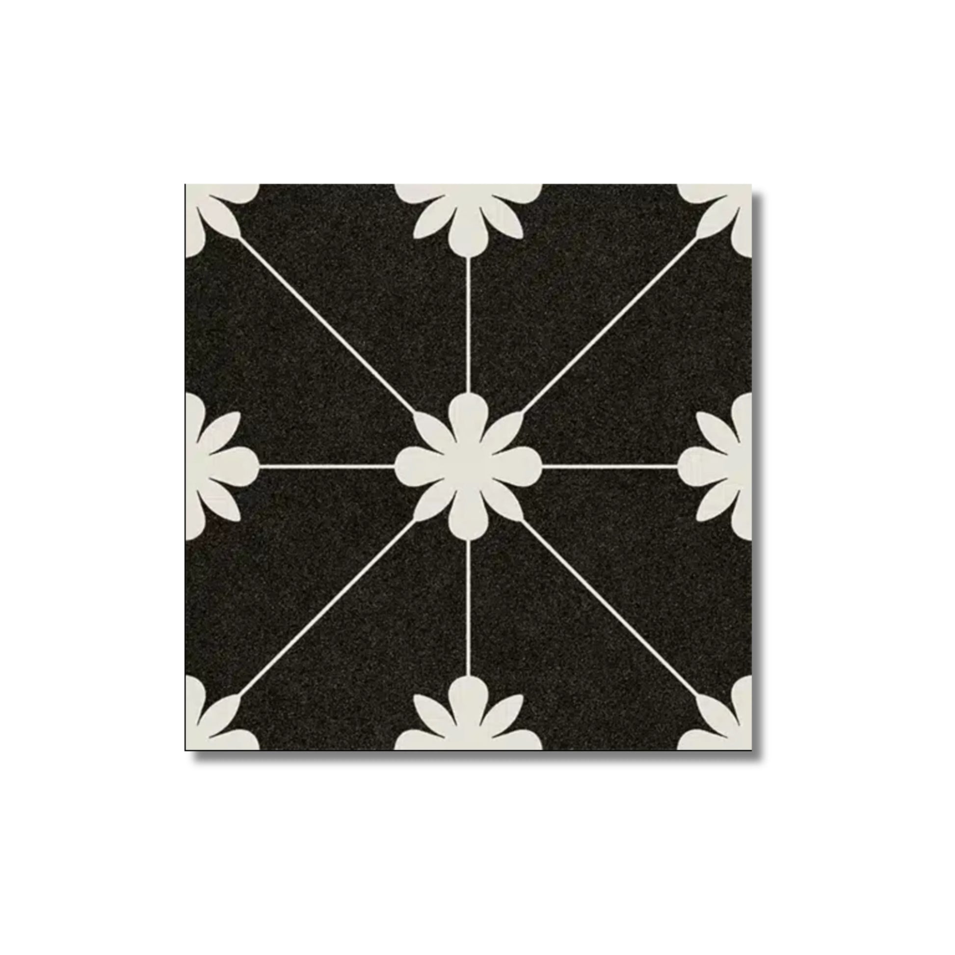 Lotus Black Wall and Floor Tiles 20x20cm - Metro Tiles