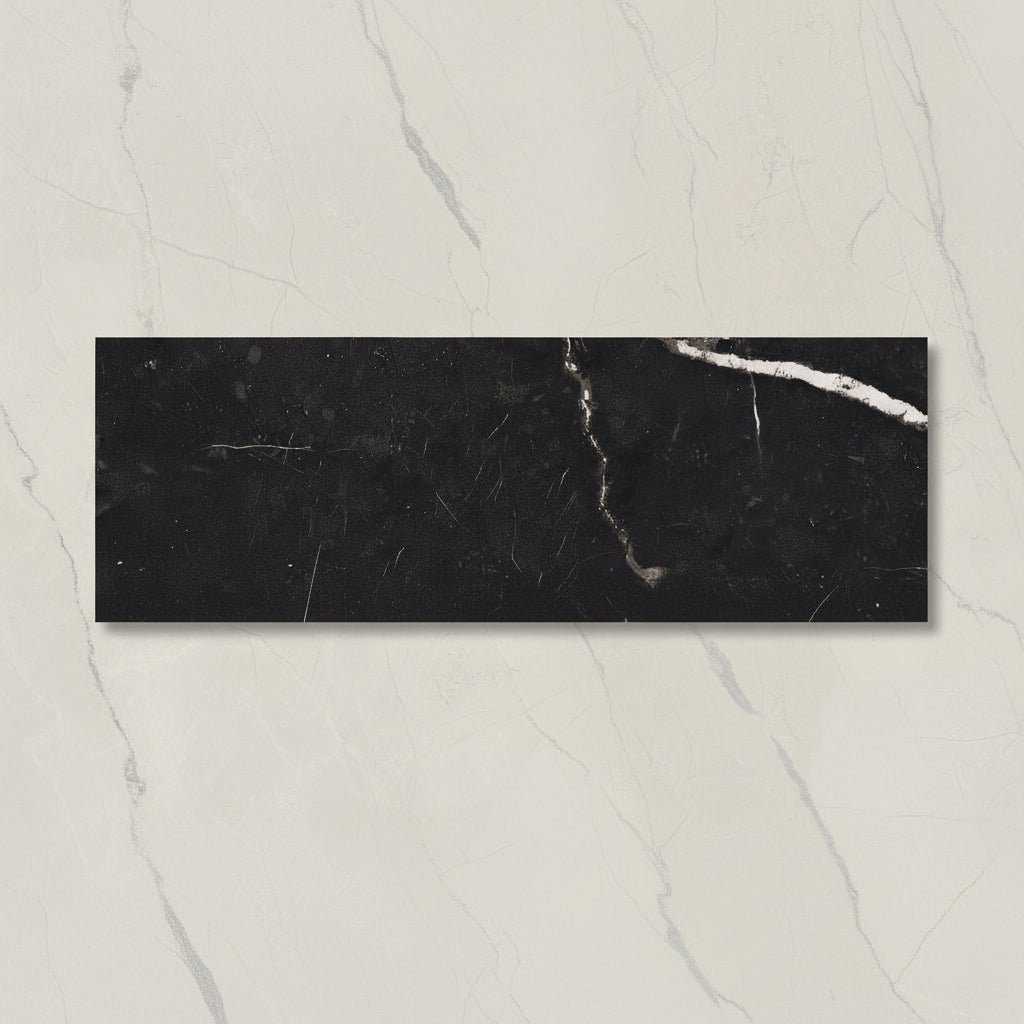 Chelsea Black Marble Porcelain Floor Tile 6x25cm