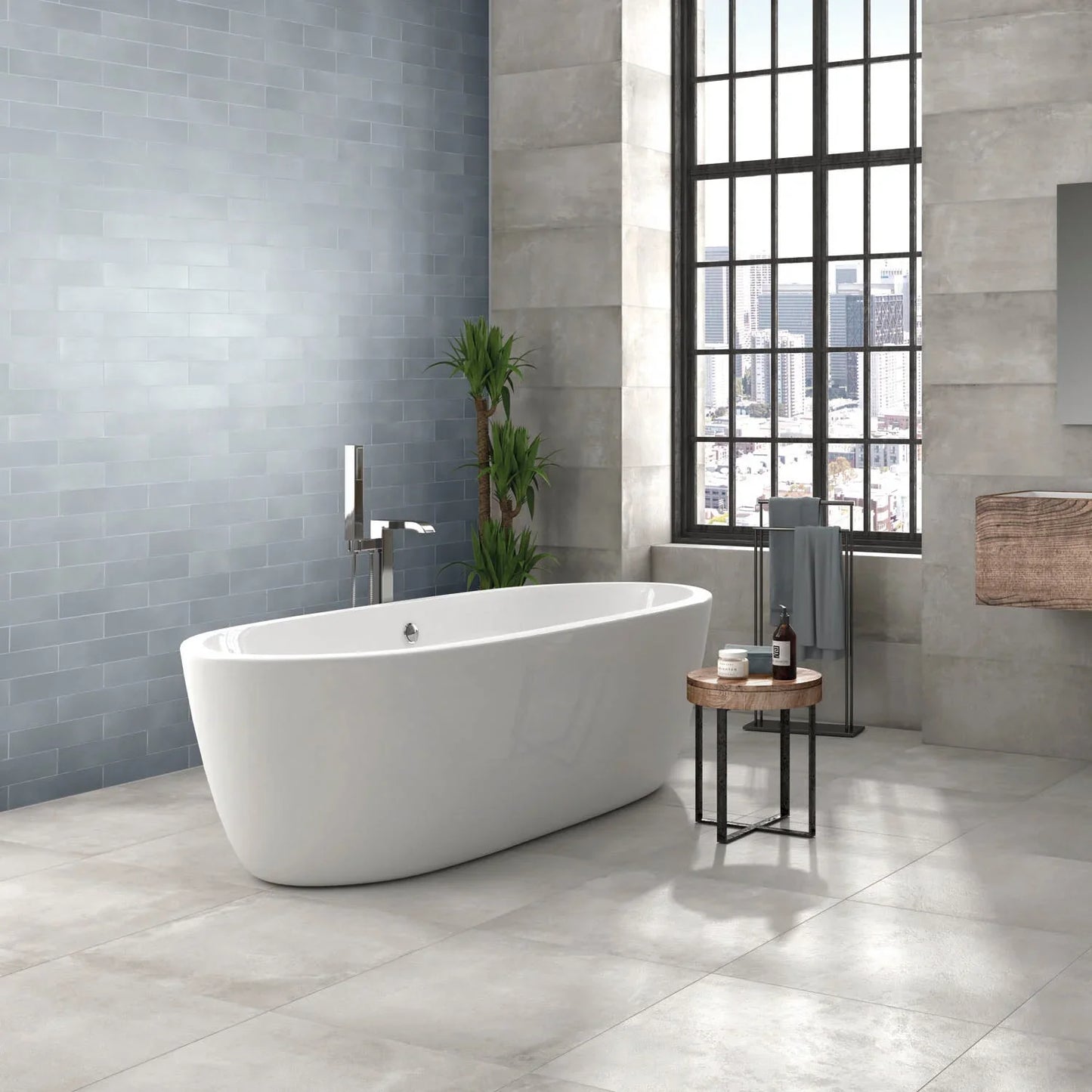 Manhattan Blue Wall and Floor Tile 7.2x29.5cm - Metro Tiles