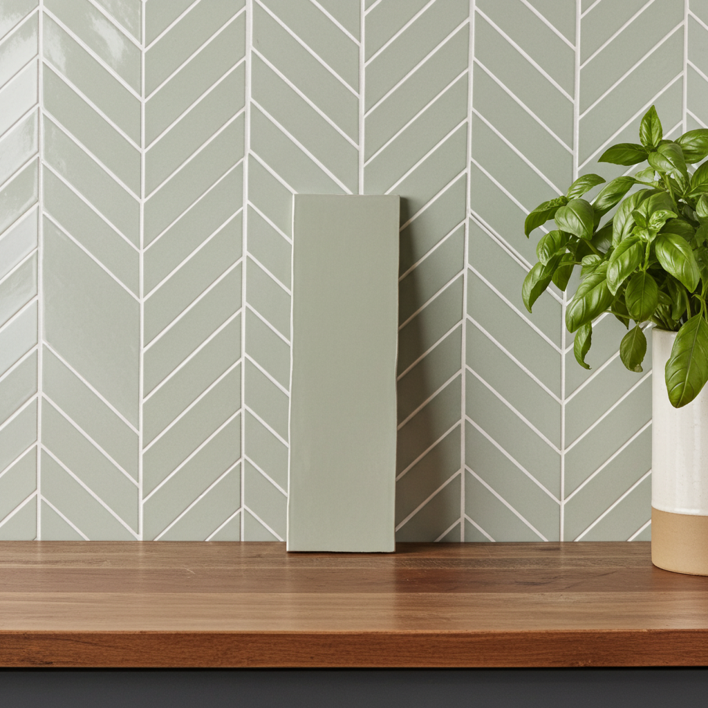 Dorset Sage Gloss Ceramic Wall Tiles 7.5x30cm