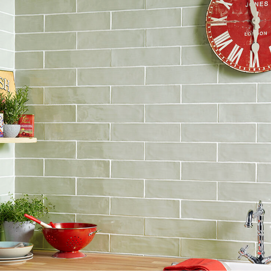 Dorset Sage Gloss Ceramic Wall Tiles 7.5x30cm
