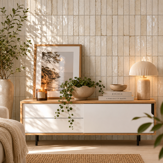 Rio Coconut White Gloss Wall Tiles 7.5x30cm