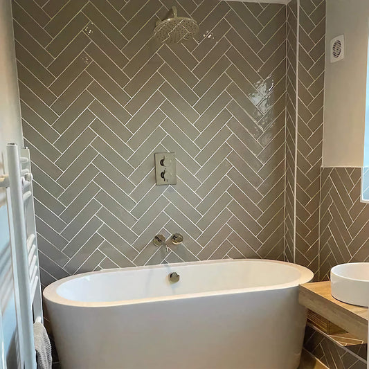 Dorset Mushroom Gloss Ceramic Wall Tiles 7.5x30cm