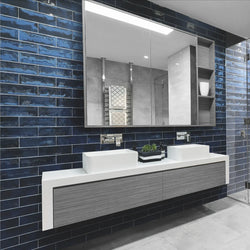 Lagoon Deep Blue Gloss 7.5x30cm - Metro Tiles