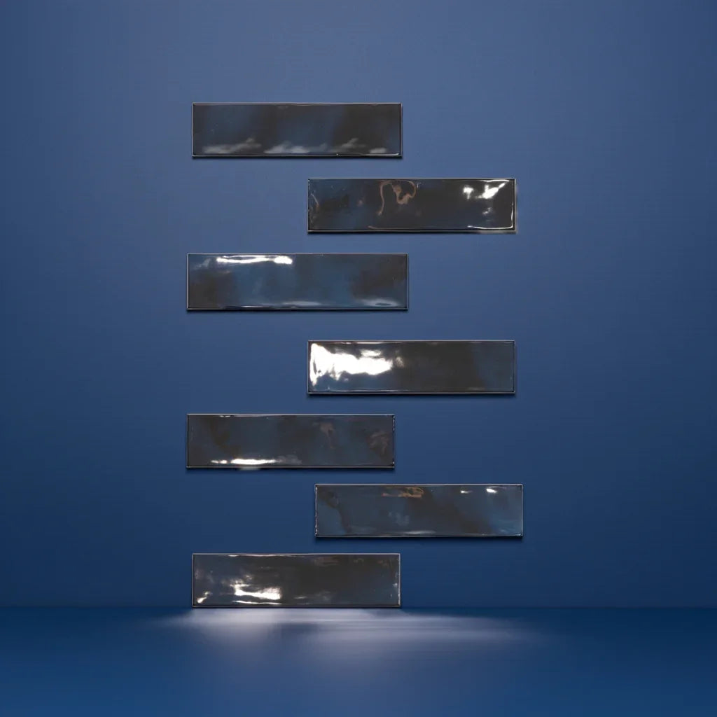 Lagoon Deep Blue Gloss 7.5x30cm - Metro Tiles