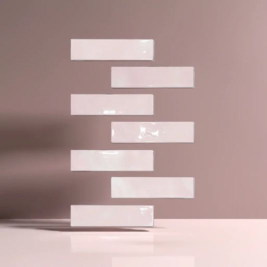 Lagoon Flower Pink Gloss 7.5x30cm - Metro Tiles