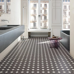 Lotus Black Wall and Floor Tiles 20x20cm - Metro Tiles