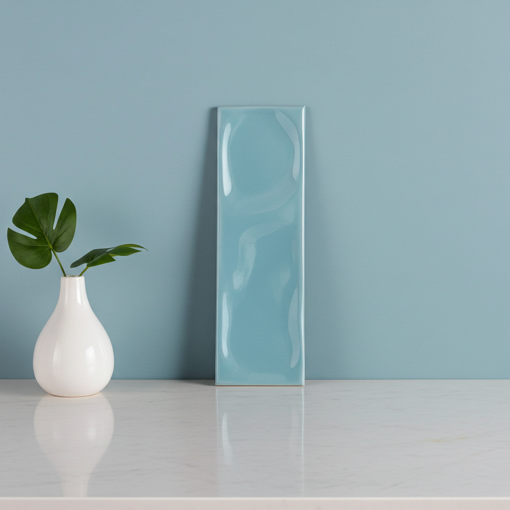 Lucia Aqua Blue Gloss Wall Tiles 7.5x30cm