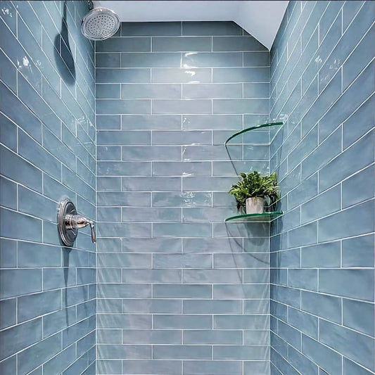 Lucia Aqua Blue Gloss Wall Tiles 7.5x30cm