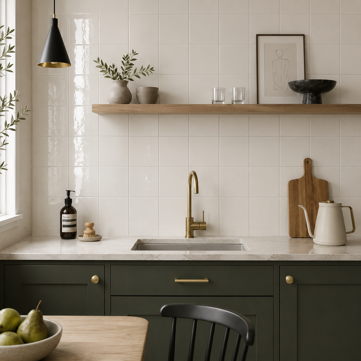 Modern Square Cream Flat Gloss 15x15cm