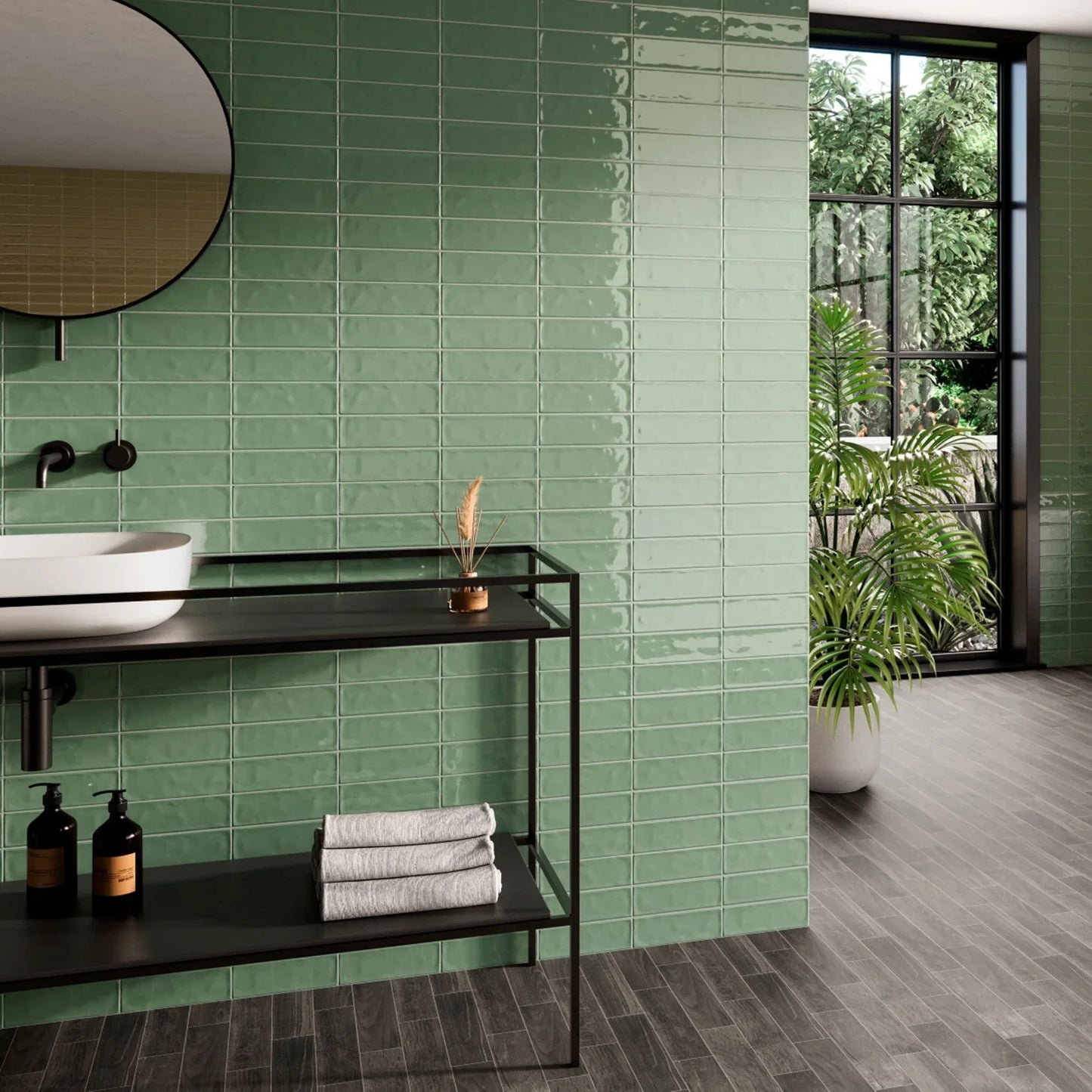 Old English Green Viridian Wall Tile 20x6.5cm - Metro Tiles