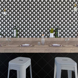 Petals Black Feature Tile 22.5x22.5cm - Metro Tiles