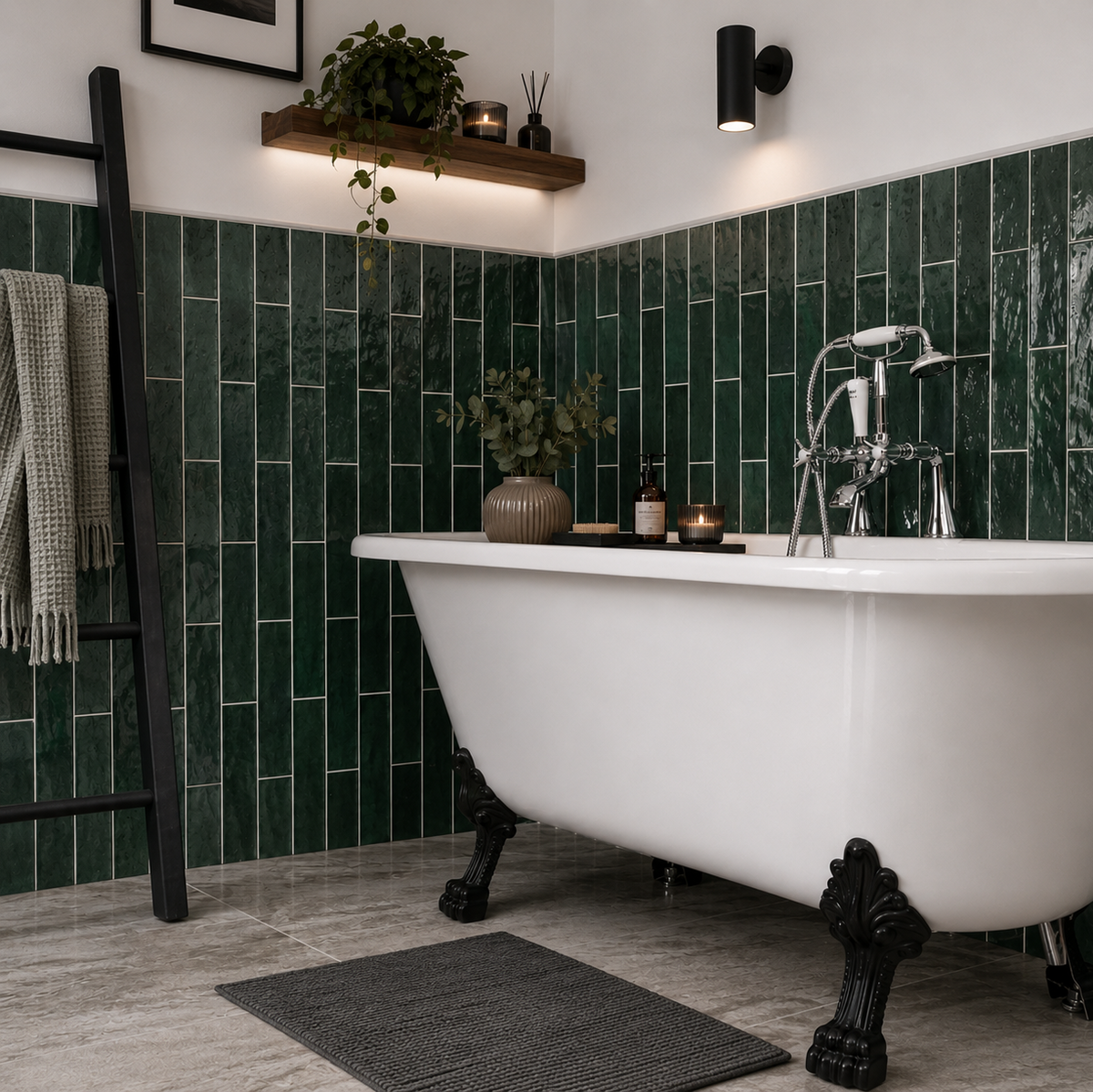 Rio Jungle Green Gloss Wall Tiles 7.5x30cm