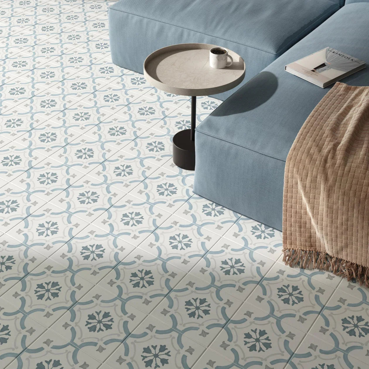Roma Blue Floor Tile 23x23cm - Metro Tiles