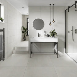 Concrete White Matt Porcelain Wall and Floor Tiles 80x80cm - Metro Tiles