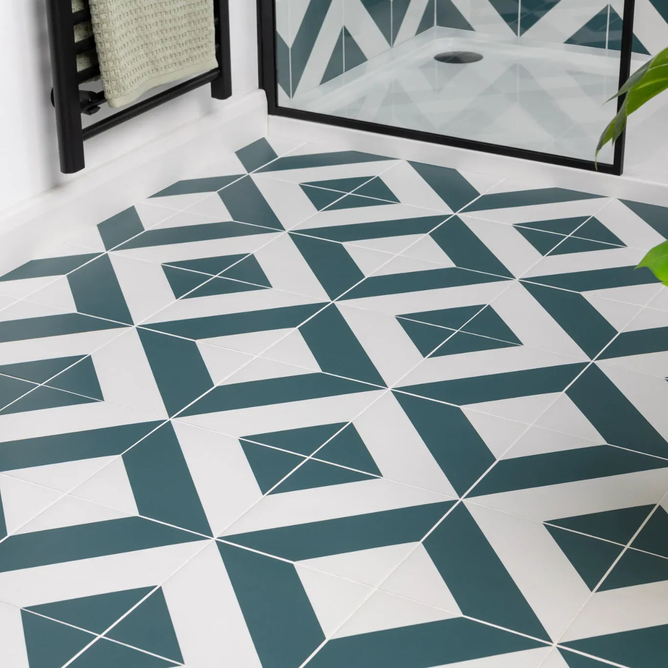 Striped Green Tile 22x22cm - Metro Tiles