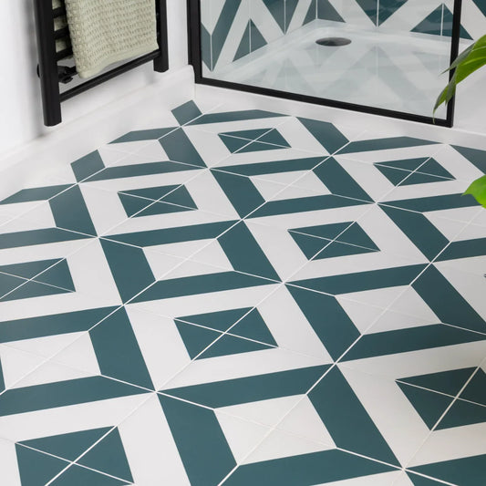 Striped Green Tile 22x22cm - Metro Tiles