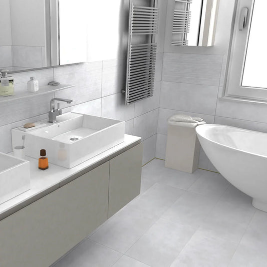 Concrete White Matt Porcelain Wall and Floor Tiles 60x30cm - Metro Tiles