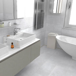 Concrete White Matt Porcelain Wall and Floor Tiles 60x30cm - Metro Tiles