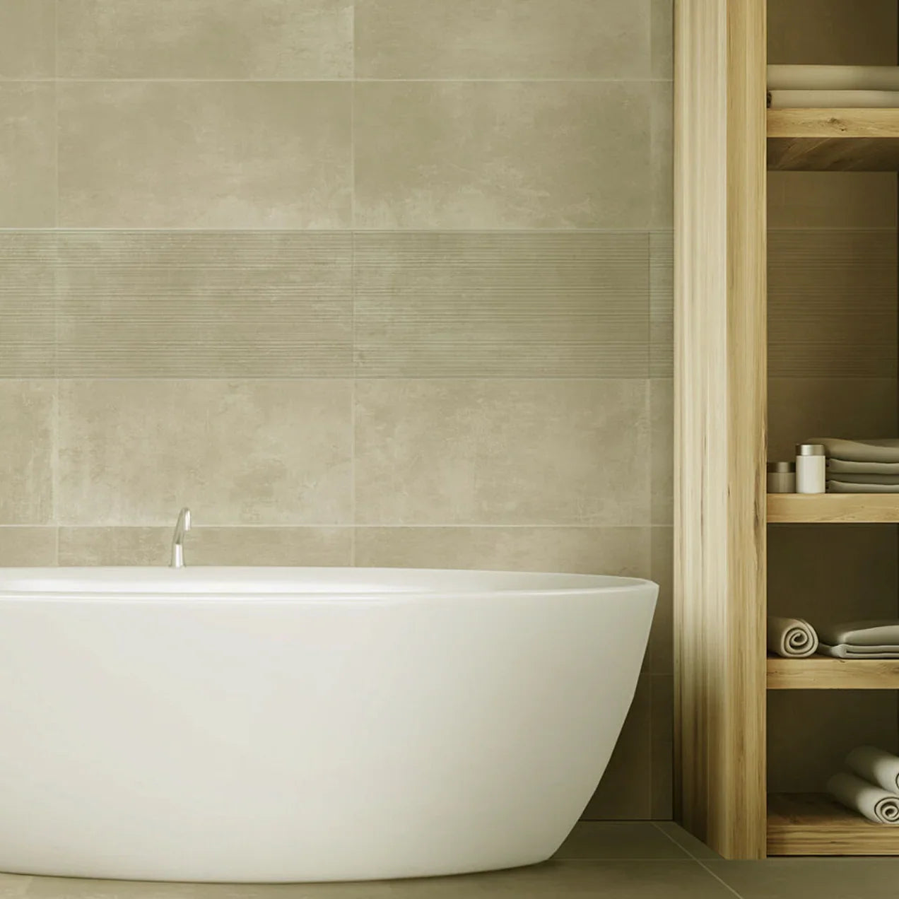 Concrete Cream Porcelain Wall and Floor Tiles 60x30cm - Metro Tiles