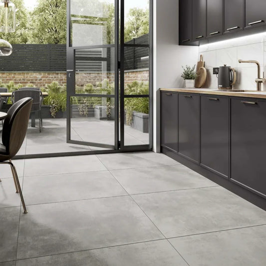 Concrete Grey Porcelain Wall and Floor Tiles 80x80cm - Metro Tiles