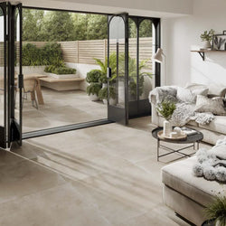 Concrete Cream Porcelain Wall and Floor Tiles 80x80cm - Metro Tiles