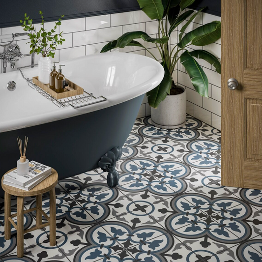 Monaco Blue Patterned Wall And Floor Tiles 25x25cm