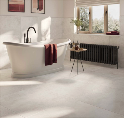 Concrete White Matt Porcelain Wall and Floor Tiles 80x80cm