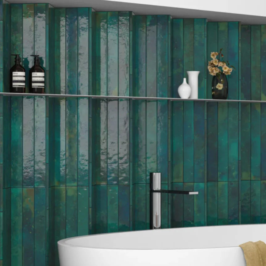 Subway Turquoise Wall Tile 5x40cm - Metro Tiles