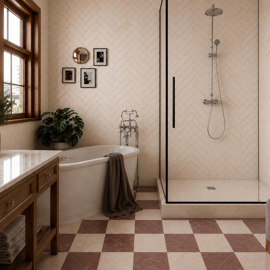 Chelsea Cream Marble Porcelain Wall Tile 6x25cm