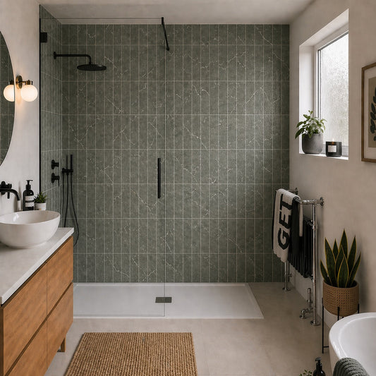 Chelsea Green Marble Porcelain Wall Tile 6x25cm