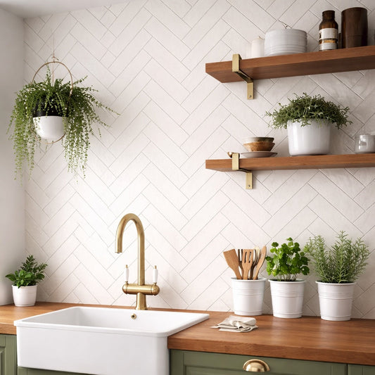 Dorset Bone Gloss Ceramic Wall Tiles 7.5x30cm