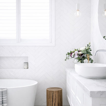 Dorset White Gloss Ceramic Wall Tiles 7.5x30cm