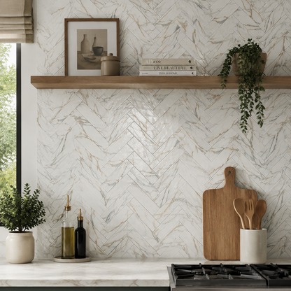 Metro Gold Marble Brick 7.5x30cm