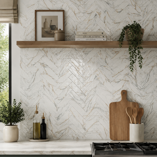 Metro Gold Marble Brick 7.5x30cm