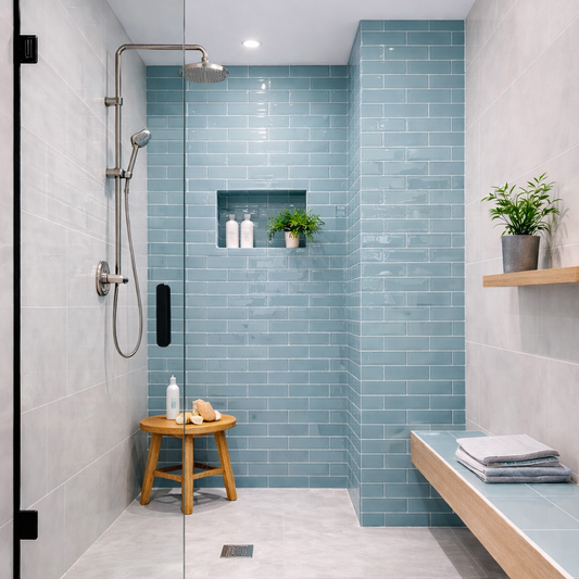 Lucia Aqua Blue Gloss Wall Tiles 7.5x30cm