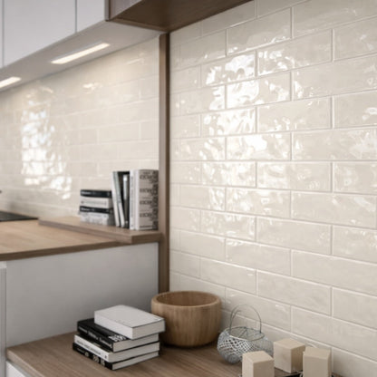 Lucia Sand Cream Gloss Wall Tiles 7.5x30cm